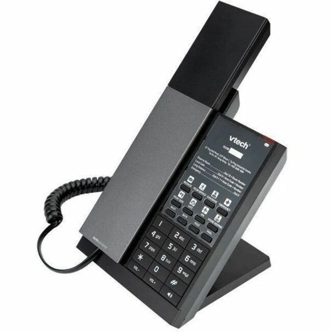 VTECH Hospitality NG-A3211 1-Line Analog Corded Phone, 10 Programmable Speed Dials (2 fixed)- Gun Metal & Black