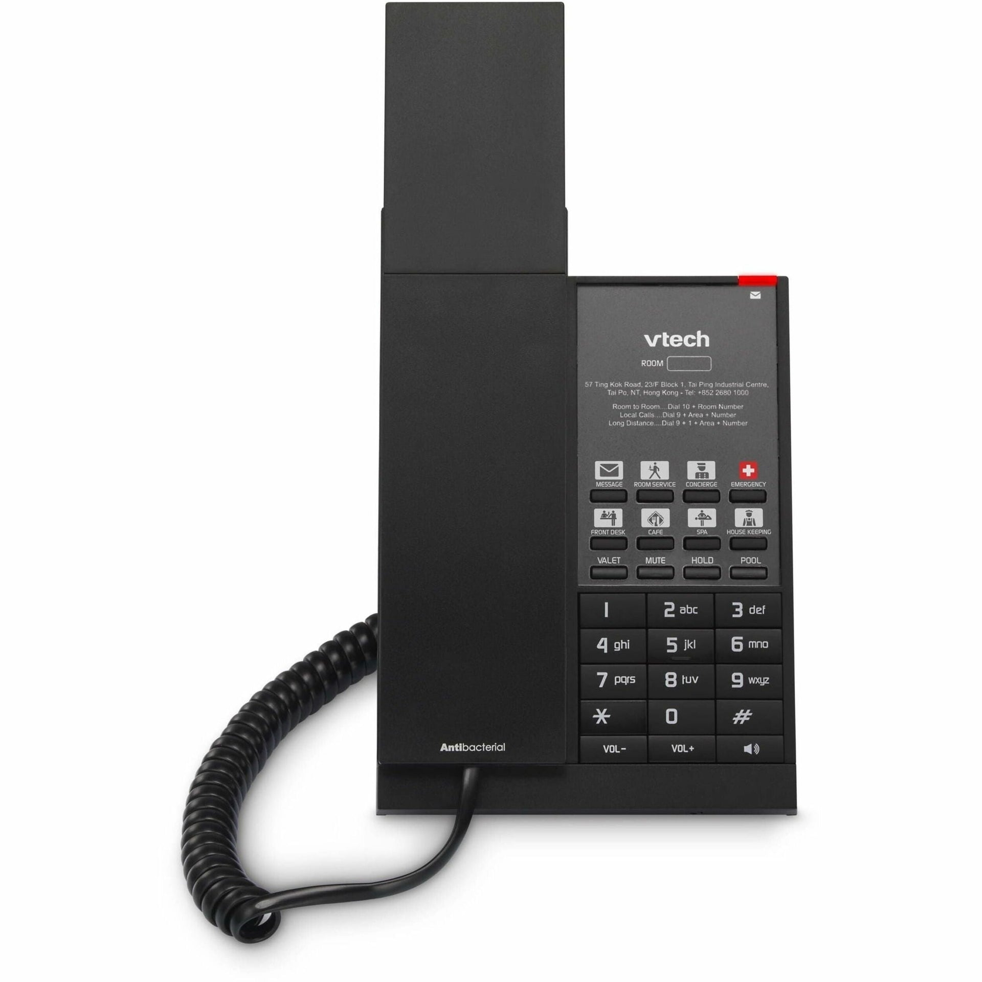 VTECH Hospitality NG-S3211 1-Line SIP Corded Phone, 10 Programmable Speed Dials (2 fixed)- Matte Black