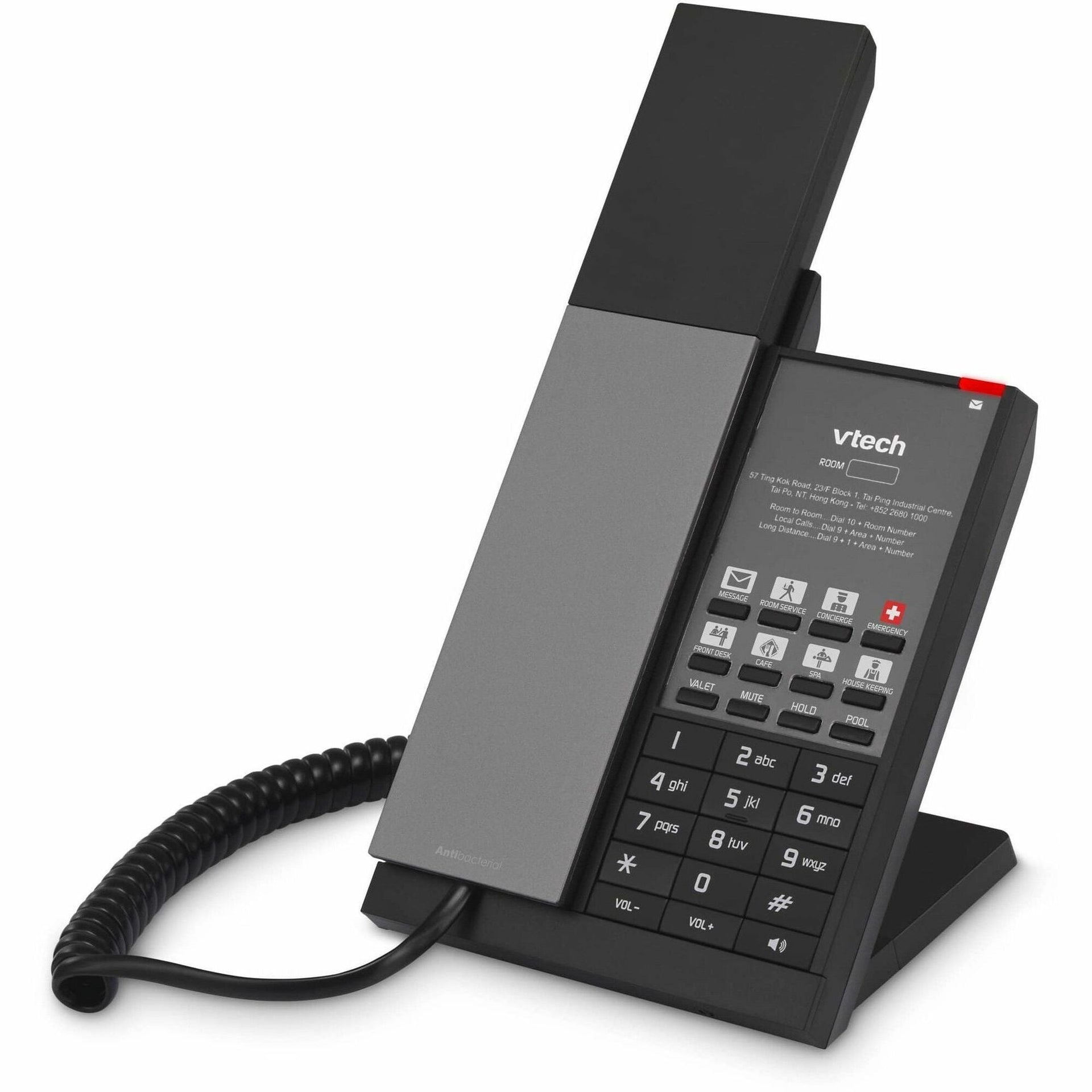 VTECH Hospitality NG-S3211 1-Line SIP Corded Phone, 10 Programmable Speed Dials (2 fixed)- Gun Metal & Black